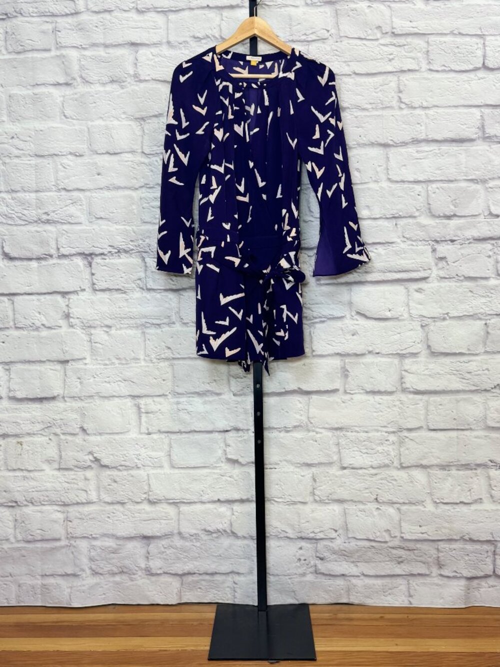 Anthropologie Leifsdottir Purple Abstract Print Romper
